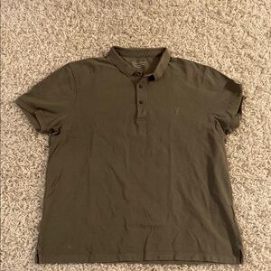 All Saints Green Polo Shirt Classic Knit Short Sleeves size L